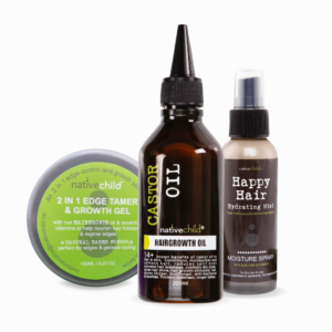 Nativechild Style Combo with Natural gel styler (150ml), Hair Growth Castor Oil (200ml) and Happy Hair Hydrating Mist (100ml)